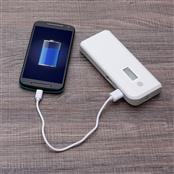 Powerbank Plástico com Indicador Digital e Lanterna